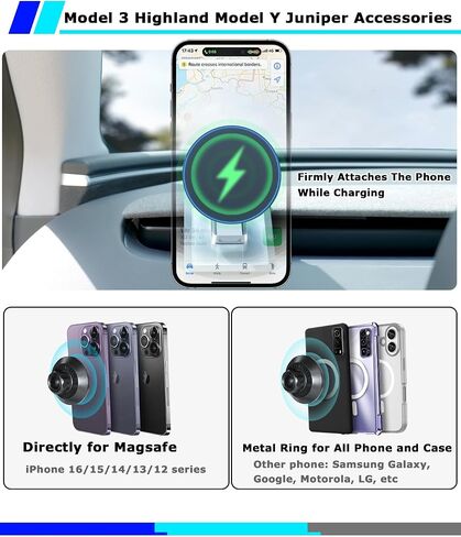 Phone Mount for Tesla Model 3 Highland 2024 2025, Magnetic Phone Holder for Tesla Model 3 Accessories 2024 2025, Easy Installation for MagSafe, Compatible with iPhone 16 15 14 13 12 Series in Saudi Arabia