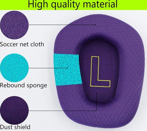 G733 Replacement Ear Pads Compatible with Logitech G733 Gaming Headphones G335 Wireless Ear Pads with Soccer mesh Weave Soft and Comfortable (Gray) in Saudi Arabia