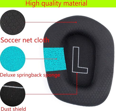 G733 Replacement Ear Pads Compatible with Logitech G733 Gaming Headphones G335 Wireless Ear Pads with Soccer mesh Weave Soft and Comfortable (Gray) in Saudi Arabia