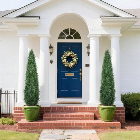 5FT Artificial Plants Outdoor, UV Resistant Cedar Topiary Trees, Potted Artificial Outdoor Trees & Shrubs, Front Porch Decor Fake Plants for Entryway, Balcony, Yard, Reception (Set of 2) in Kuwait