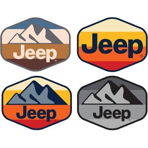 Jeep Mountain Scail and Stripes Logos Premium Vinyl Stickers Hex 4 "× 3" (حزمة 4) in Kuwait
