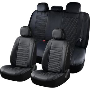 Coverado Car Seat Covers Full Set, 11 Pieces Universal Seat Covers for Cars, PVC Car Seat Cushions, Auto Car Seat Protectors for Front and Rear, Driver Seat Covers Fit for Most Vehicles Black in Saudi Arabia