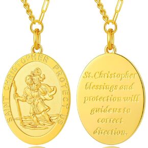 jiamiaoi 18kt Gold Plated St Michael Pendant Necklace for Men Women, Saint Christopher Medal Necklace Archangel St Michael Medallion Protection Necklaces Christian Jewelry in Kuwait