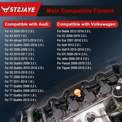 مجموعة ملفات الإشعال UF529 من 4 عبوات متوافقة مع Audi A3 2005-2013 ، لـ A3 2010 ، لـ A4 Allroad 2013-2016 2.0L ، لـ A4 Quattro 2005-2016 ، لـ A5 2008-2009 ، لفلكس واجن بيتل 2012-2016 in Saudi Arabia