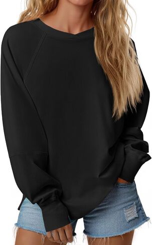Fisoew Womens swegensher swershirt ascal Crewneck Long Sleeve Fall Pullover Tops قمصان تجريب فضفاضة مع فتحة الإبهام in Saudi Arabia
