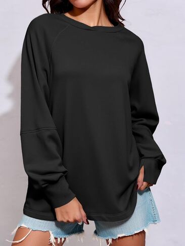 Fisoew Womens swegensher swershirt ascal Crewneck Long Sleeve Fall Pullover Tops قمصان تجريب فضفاضة مع فتحة الإبهام in Saudi Arabia