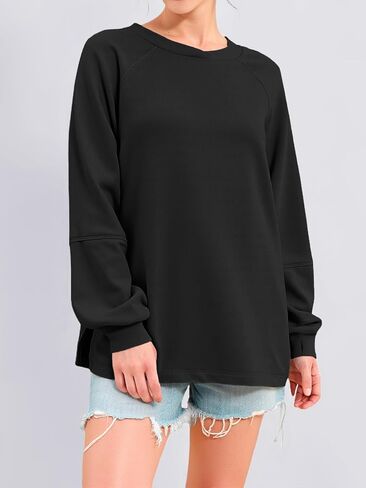 Fisoew Womens swegensher swershirt ascal Crewneck Long Sleeve Fall Pullover Tops قمصان تجريب فضفاضة مع فتحة الإبهام in Saudi Arabia