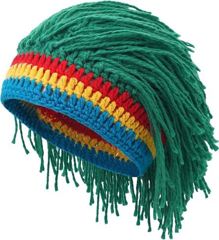 القبعة الباروكة القبعة المحبوكة القبعات بيني مع Dreadlocks reggae cap cap للنساء الرجال in Kuwait