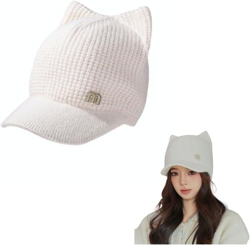 Cat Ears Soft Knit Beanie Crochet Hats Slouchy Beanies Skull Cap, Casual Sports in Kuwait