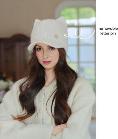 Cat Ears Soft Knit Beanie Crochet Hats Slouchy Beanies Skull Cap, Casual Sports in Kuwait