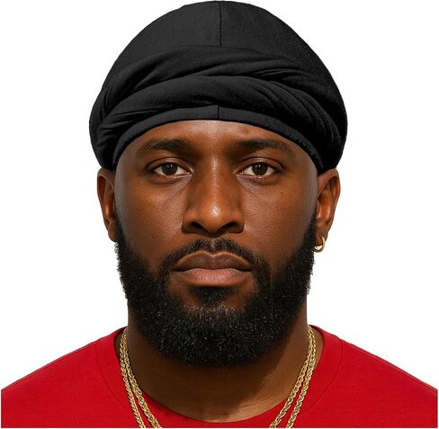Upgraded Halo Turban Durag for Men &Women, Pre-Tied Skull Cap, Hair Loss Hat Silk-Lined Headwraps, Sleeping Bonnet in Saudi Arabia