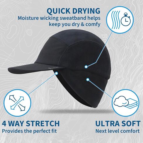 TrailHeads Men’s Winter Hat with Visor - Fleece Beanie for Men - Warm Hats for Men - Black Beanie, Running, Winter Golf in Saudi Arabia