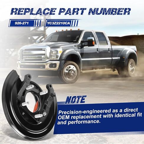 926270 Rear Loaded Parking Brake Backing Plate Assembly, Fit for Ford F-250 1999, F-250 Super Duty 1999-2004, F-350 Super Duty 1999-2004, Excursion 2000-2005, OE 926-270, 4C3Z2209AA, YC3Z2209CA in Kuwait