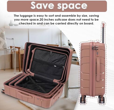 3-piece Set of Four-wheel Hardshell Travel Luggage with 100% PP Material, Embedded Password Lock, Silent Universal Dual Spinner Wheel, 20 Inches/24 Inches/28 Inches in Saudi Arabia