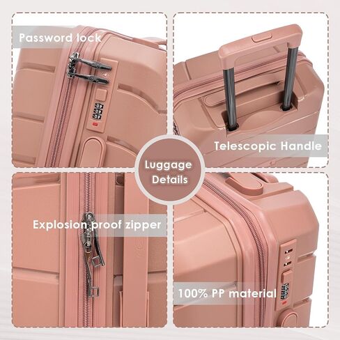 3-piece Set of Four-wheel Hardshell Travel Luggage with 100% PP Material, Embedded Password Lock, Silent Universal Dual Spinner Wheel, 20 Inches/24 Inches/28 Inches in Saudi Arabia