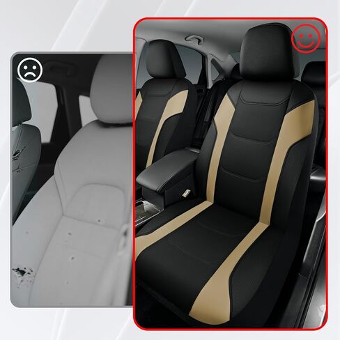 غطاء مقعد السيارة من Rubbermaid Leather-غطاء مقعد أمامي عالمي ، وتوافق مع الوسادة الهوائية ، وسهلة التثبيت ، ومقاومة مقاومة للماء ودائم للسيارات للشاحنات والشاحنات وسيارات الدفع الرباعي والشاحنات-الأسود in Saudi Arabia