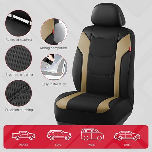 غطاء مقعد السيارة من Rubbermaid Leather-غطاء مقعد أمامي عالمي ، وتوافق مع الوسادة الهوائية ، وسهلة التثبيت ، ومقاومة مقاومة للماء ودائم للسيارات للشاحنات والشاحنات وسيارات الدفع الرباعي والشاحنات-الأسود in Saudi Arabia
