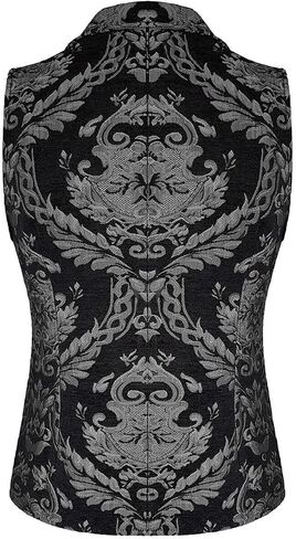 الجودة الجودة الجودة الفيكتورية Steampunk Edwardian Western Cavalier Weistcoat Vest Brocade Silver Black Gothic Men's Men in Saudi Arabia