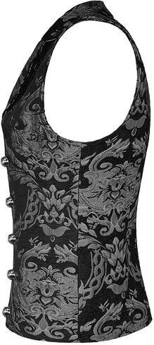 الجودة الجودة الجودة الفيكتورية Steampunk Edwardian Western Cavalier Weistcoat Vest Brocade Silver Black Gothic Men's Men in Saudi Arabia