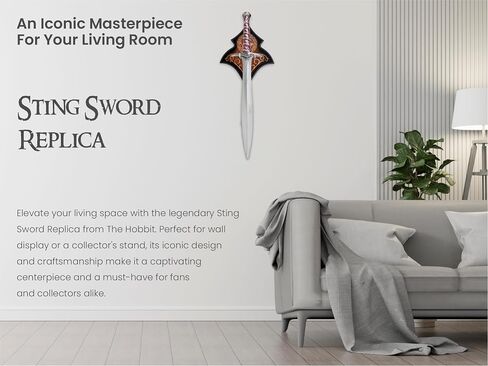 Handmade Movie Replica Engraved Stainless Steel Blade Medieval Styled Authentic Steel Sting Short Engraved J2 Steel Sword with Wall Mounting Scabbard Included Fantasy Sword in Saudi Arabia