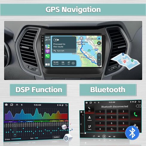 8 Core 6+128G Android 13 ستيريو سيارة لشركة Hyundai Santa Fe IX45 2013-2017 Wireless Carplay Android Auto، 9 بوصة 1280x720 HD شاشة لمس راديو السيارة مع DSP GPS Navigation BT FM RDS in Saudi Arabia