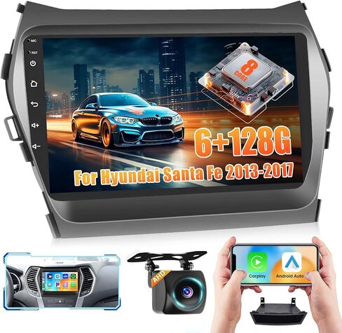 8 Core 6+128G Android 13 ستيريو سيارة لشركة Hyundai Santa Fe IX45 2013-2017 Wireless Carplay Android Auto، 9 بوصة 1280x720 HD شاشة لمس راديو السيارة مع DSP GPS Navigation BT FM RDS in Saudi Arabia