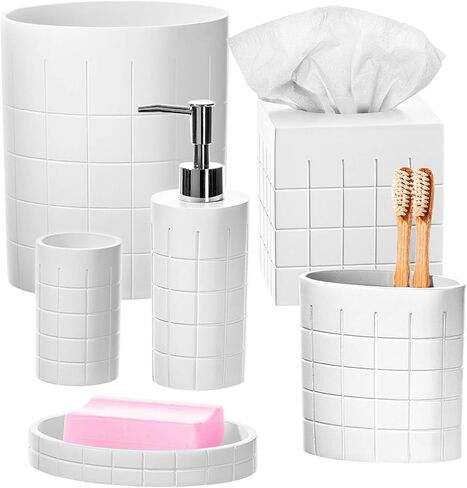 Creative Scents White Small Bathroom Trash Can - Small Waste Basket for Bathroom - Space Friendly Wastebasket Bin for Bathroom, Powder Room, Bedroom Or Living Room (Polar Collection) in Saudi Arabia