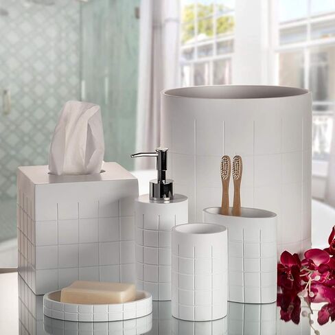 Creative Scents White Small Bathroom Trash Can - Small Waste Basket for Bathroom - Space Friendly Wastebasket Bin for Bathroom, Powder Room, Bedroom Or Living Room (Polar Collection) in Saudi Arabia