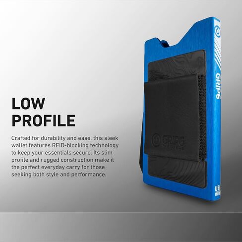 محفظة Grip6 للرجال والنساء: محفظة أنيقة ، متينة ، ضئيلة للغاية مع تقنية حجب RFID ، مصنوعة في الولايات المتحدة الأمريكية ، جسم الألومنيوم in Kuwait