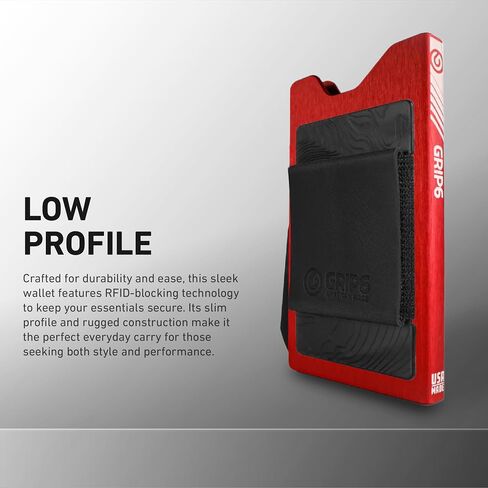 محفظة Grip6 للرجال والنساء: محفظة أنيقة ، متينة ، ضئيلة للغاية مع تقنية حجب RFID ، مصنوعة في الولايات المتحدة الأمريكية ، جسم الألومنيوم in Kuwait
