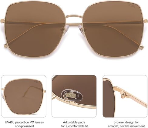 SOJOS Trendy Eversive Square Metal Frame نظارات شمسية للنساء رجال Retro Big Flat Protect UV Protections SJ1146 in Kuwait