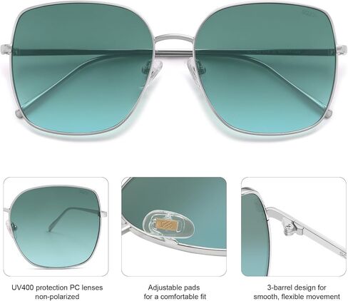 SOJOS Trendy Eversive Square Metal Frame نظارات شمسية للنساء رجال Retro Big Flat Protect UV Protections SJ1146 in Kuwait