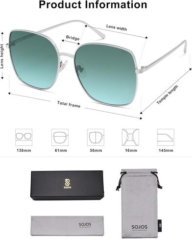 SOJOS Trendy Eversive Square Metal Frame نظارات شمسية للنساء رجال Retro Big Flat Protect UV Protections SJ1146 in Kuwait