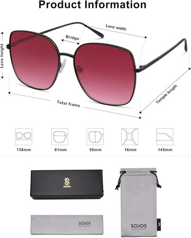 SOJOS Trendy Eversive Square Metal Frame نظارات شمسية للنساء رجال Retro Big Flat Protect UV Protections SJ1146 in Kuwait