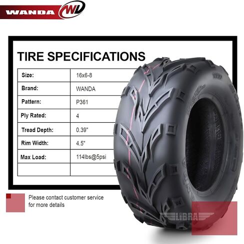 WANDA One Go Kart Sport ATV tire 16x6-8 16x6x8 4PR P361 10188 in Kuwait