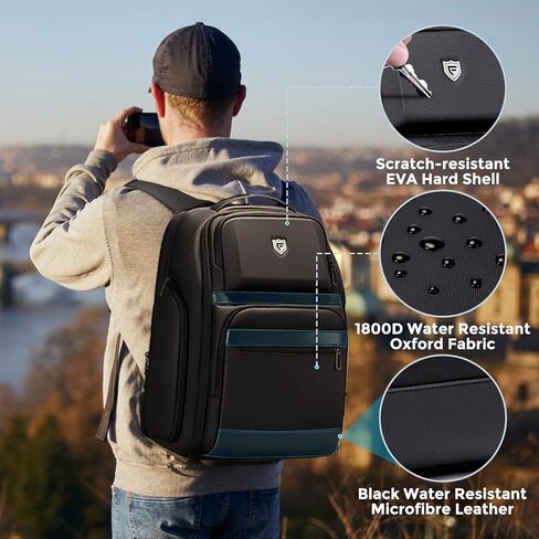Travel Laptop Backpack for Men, Expandable Water Resistant 15.6 Inch Computer Backpack with USB Port, Mens Hardshell Laptop Bag for Business/Work/College, Black in Saudi Arabia