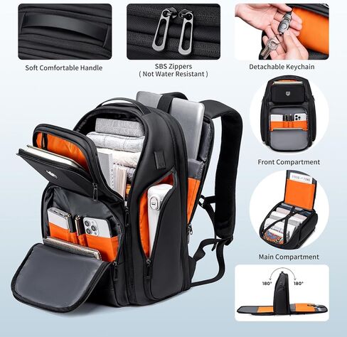 Travel Laptop Backpack for Men, Expandable Water Resistant 15.6 Inch Computer Backpack with USB Port, Mens Hardshell Laptop Bag for Business/Work/College, Black in Saudi Arabia