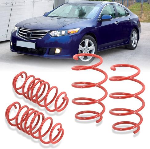 موزعي AJP 1.3 "Front & 1.4" التعليق الخلفي انخفاض ارتفاع الأداء معالجة لفائف Sport Coil Springs Kit Red متوافق/بديل لـ Accord TSX 2009 2008 2010 2012 08 09 10 11 12 in Kuwait
