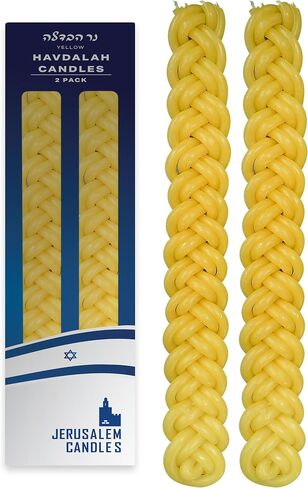 Havdalah Candle - Braided Yellow - Flat Havdallah Candles - 2 Pack in Kuwait