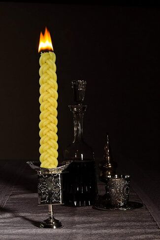 Havdalah Candle - Braided Yellow - Flat Havdallah Candles - 2 Pack in Kuwait