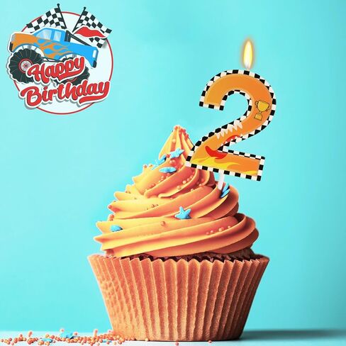 Car Birthday Candle for Cake - Two Fast Themed Number 2 Candle Birthday Boy, Race Car Wheels Party Decorations in Kuwait