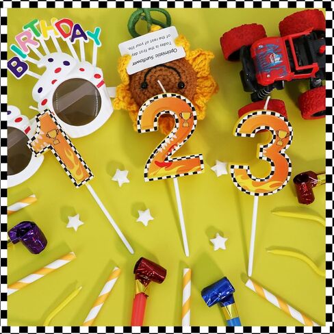 Car Birthday Candle for Cake - Two Fast Themed Number 2 Candle Birthday Boy, Race Car Wheels Party Decorations in Kuwait