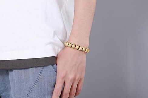 18K pure gold bracelet, men's bracelet bicycle chain, Bicycle chain，exquisite Cuban chain, hip-hop men's bracelet fashion jewelry gift in Saudi Arabia