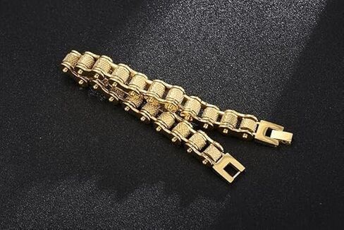18K pure gold bracelet, men's bracelet bicycle chain, Bicycle chain，exquisite Cuban chain, hip-hop men's bracelet fashion jewelry gift in Saudi Arabia