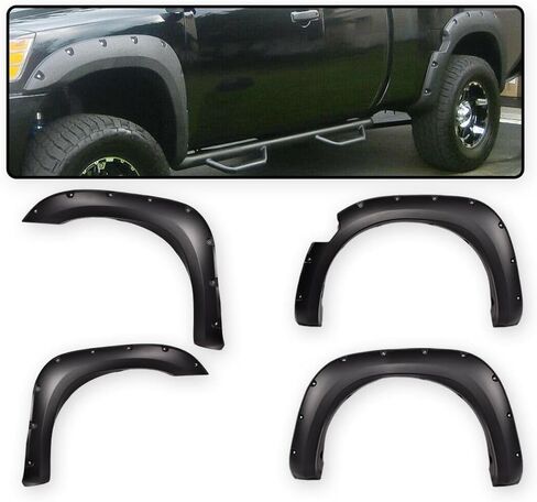 PIT66 POCTEL POCTET BOLT نمط تنفيس تقليم مشاعل Fender متوافق مع Nissan Titan 2004-2015 بدون صندوق سرير بجانب السرير ، واقي غطاء العجلات السوداء الأمامية والخلفية ، 4 مساءً in Saudi Arabia
