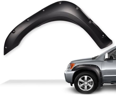 PIT66 POCTEL POCTET BOLT نمط تنفيس تقليم مشاعل Fender متوافق مع Nissan Titan 2004-2015 بدون صندوق سرير بجانب السرير ، واقي غطاء العجلات السوداء الأمامية والخلفية ، 4 مساءً in Saudi Arabia