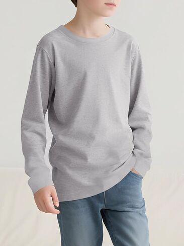 Gihuo Boys Girls Long Long Terts 100 ٪ Cotton Soft Basic Crewneck Fall Top for Kids Youth 5-14 Years in Saudi Arabia