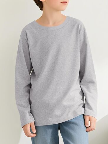 Gihuo Boys Girls Long Long Terts 100 ٪ Cotton Soft Basic Crewneck Fall Top for Kids Youth 5-14 Years in Saudi Arabia