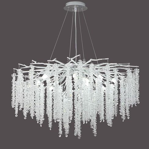 Modern Crystal Tree Branch Chandelier, D23.7'' Black Round Raindrop Indoor Hanging Branch Chandelier Fixture for Dining Room Living Room Bedroom 9 Lights in Saudi Arabia