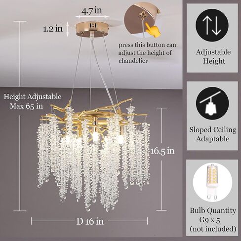 Modern Crystal Tree Branch Chandelier, D23.7'' Black Round Raindrop Indoor Hanging Branch Chandelier Fixture for Dining Room Living Room Bedroom 9 Lights in Saudi Arabia